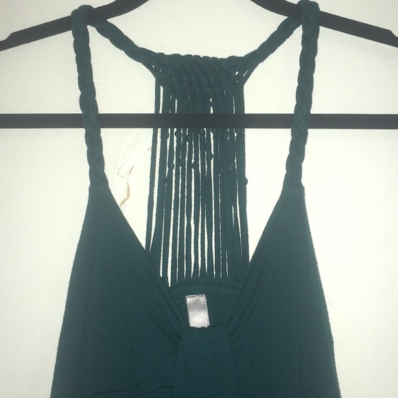 Long dark Turquoise tank top, string detailing (L) - Picture 2 of 11